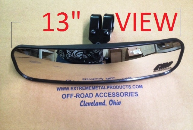 13" Wide Panoramic Rear view Mirror for 1-1/2-1-5/8" Bars