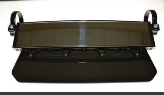 12″ Wide Panoramic Rearview Mirror with Folding Sun Visor – Solid Black Shield