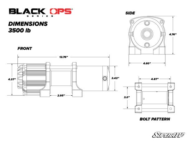 3500 LB. UTV/ATV Winch (with wireless remote & synthetic rope)