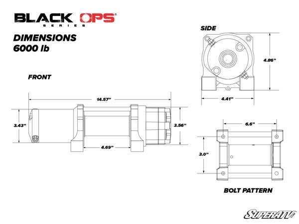 6000 LB. UTV/ATV Winch (with wireless remote & synthetic rope)