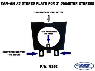CAN-AM X3 STEREO PLATE FOR 3" STEREO OR GAGE