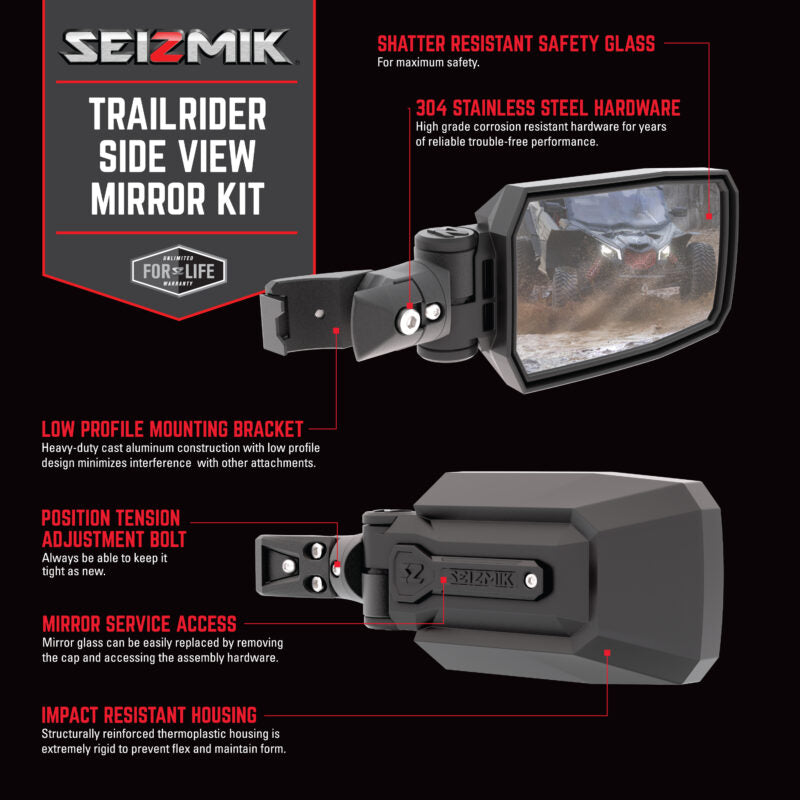 Seizmik TrailRider Side View Mirror – Clamp Pro-Fit/Profiled