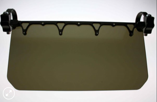 12″ X 6" WIDE MOUNT SUN VISOR - SOLID BLACK SHIELD