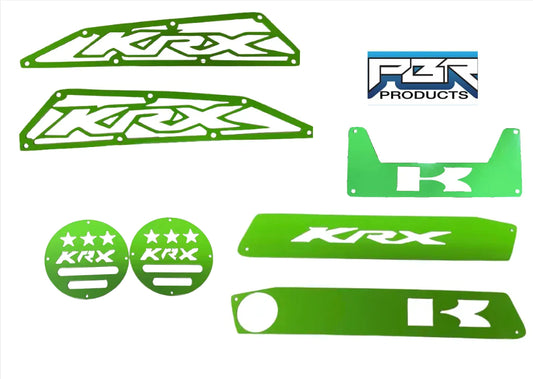 Kawasaki KRX accessory kit: Dash kit, Frog Skin, cubby, and Drains - Kawi Green