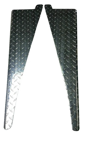 JEEP CJ7 DIAMOND PLATE FRONT FENDER TOP COVERS 45° bend 1/2" - SILVER